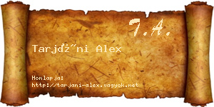 Tarjáni Alex névjegykártya